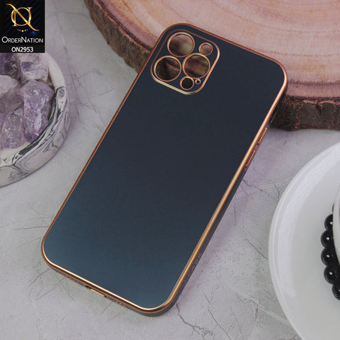 iPhone 12 Pro Cover - Blue - Soft Gold Plated Color Borders Camera Protection Back Case