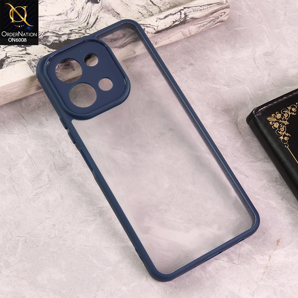 Vivo Y28 4G - Blue  -  New Shockproof PC Hard Shell Transculant Flexibel Bumper Phone Case