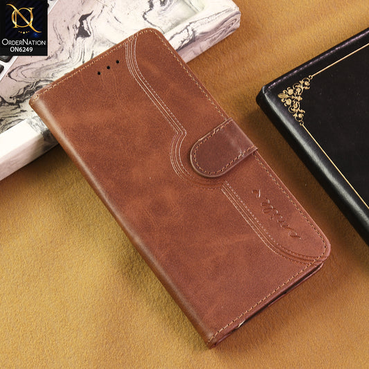 Realme Note 50 Cover -  Brown - Premium Classic Series Magnetic Leather Wallet Flip book Card Slots Soft Case