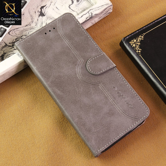 Vivo Y17s Cover -  Gray - Premium Classic Series Magnetic Leather Wallet Flip book Card Slots Soft Case