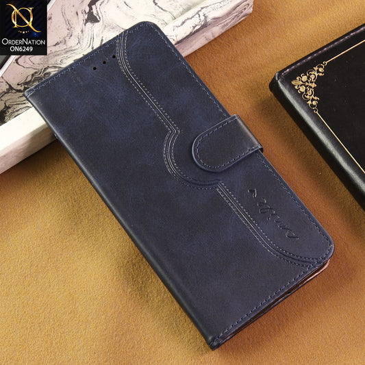 OnePlus 7 Pro Cover -  Blue - Premium Classic Series Magnetic Leather Wallet Flip book Card Slots Soft Case