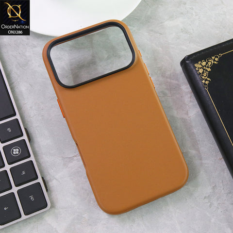 iPhone 17 Pro Brown- Soft Leather Texture Slim TPU Case