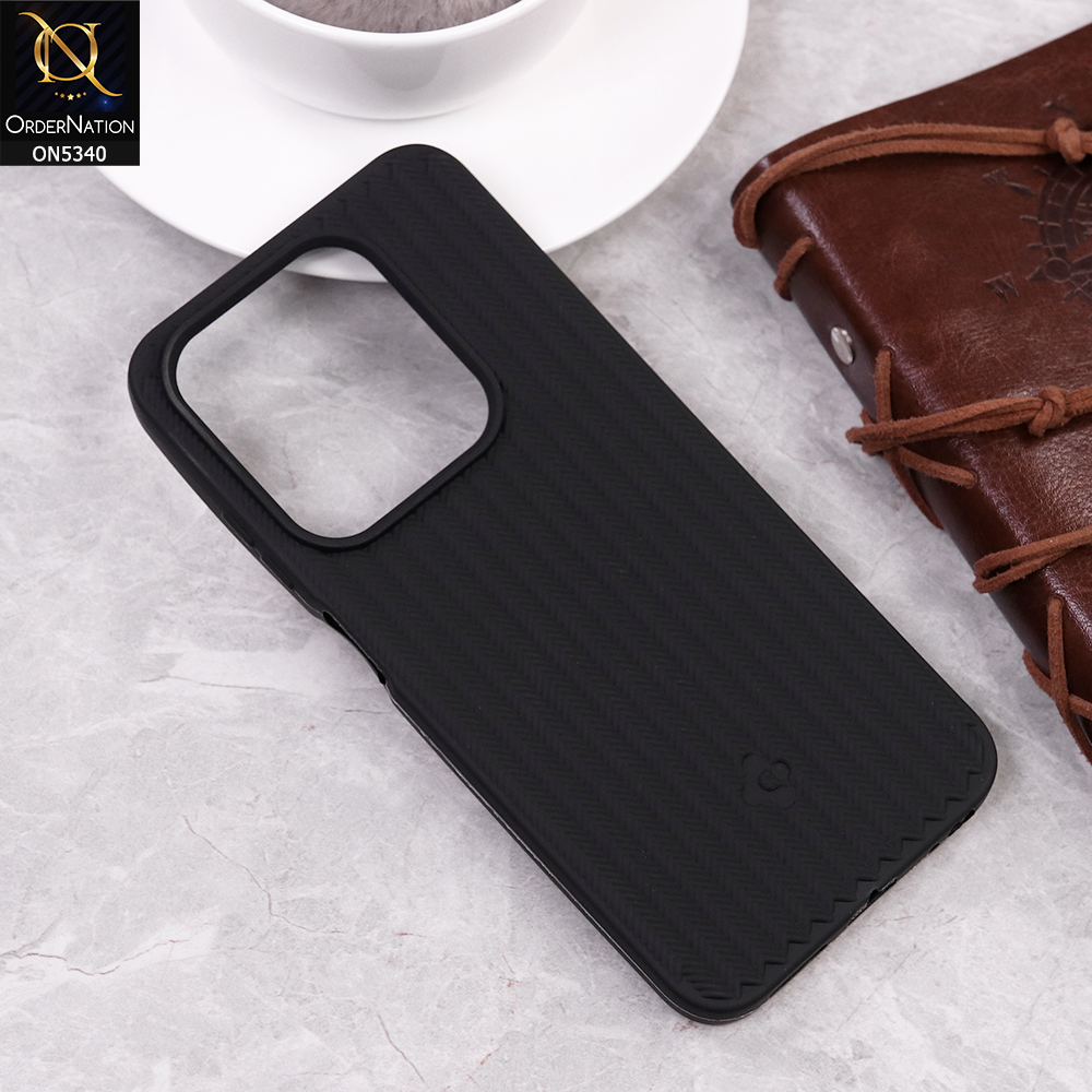 Tecno Pop 9 Cover - Black - New Woody Texture Soft Silicone Case