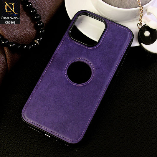 iPhone 11 Cover - Purple  - Vintage Luxury Business Style TPU Leather Stitching Logo Hole Soft Case