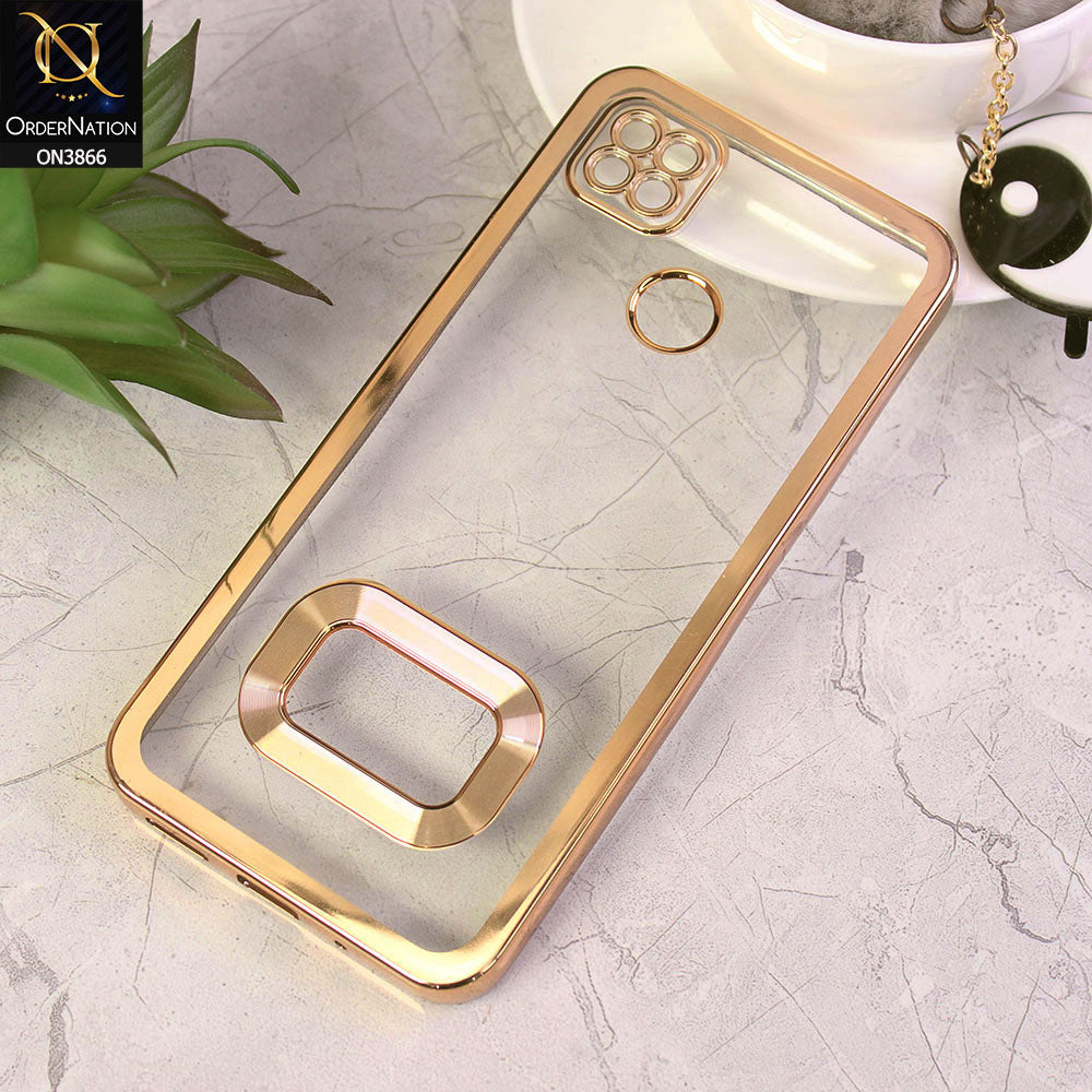 Xiaomi Redmi 10A Cover - Golden - Electroplating Borders Chrome Logo Hole Soft Silicone Camera Bumper Case