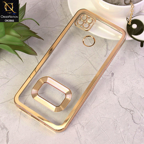 Xiaomi Redmi 9C Cover - Golden - Electroplating Borders Chrome Logo Hole Soft Silicone Camera Bumper Case