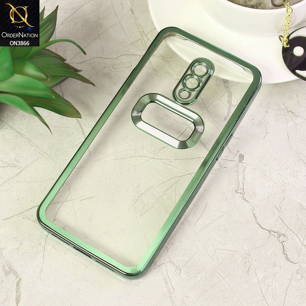 OnePlus 7 Cover - Green - Electroplating Borders Chrome Logo Hole Soft Silicone Camera Bumper Case
