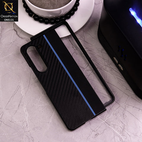 Samsung Galaxy Z Fold 5 5G Cover - Design 3 - Carbon Fiber Texture Hybrid PU Leather Hard Shell Case