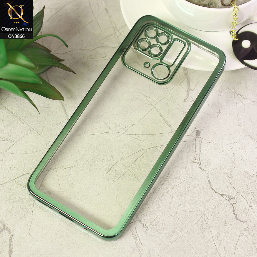 Xiaomi Redmi 10C Cover - Green - Electroplating Borders Chrome Logo Hole Soft Silicone Camera Bumper Case