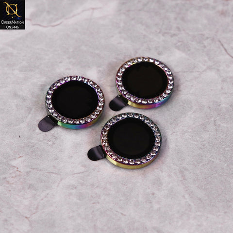 iPhone 16 Pro Max Camera Protector - Rainbow - Rhinestones Diamond Inlaid Camera Lens Rings Protector