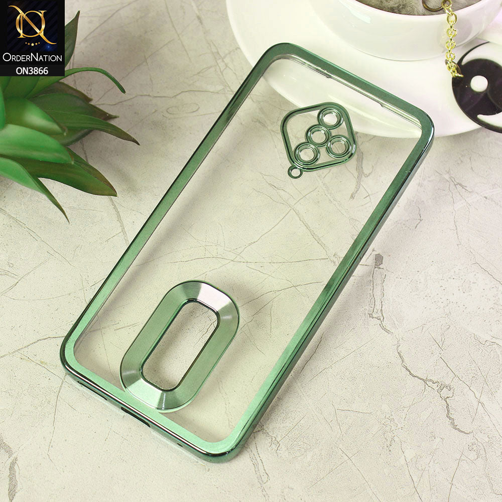 Vivo Y51 (2020 September) Cover - Green - Electroplating Borders Chrome Logo Hole Soft Silicone Camera Bumper Case