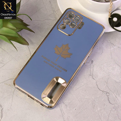 Oppo A94 Cover - Design 3 - New Electroplating Borders Maple Leaf Chrome logo Hole Camera Protective Soft Silicone Case