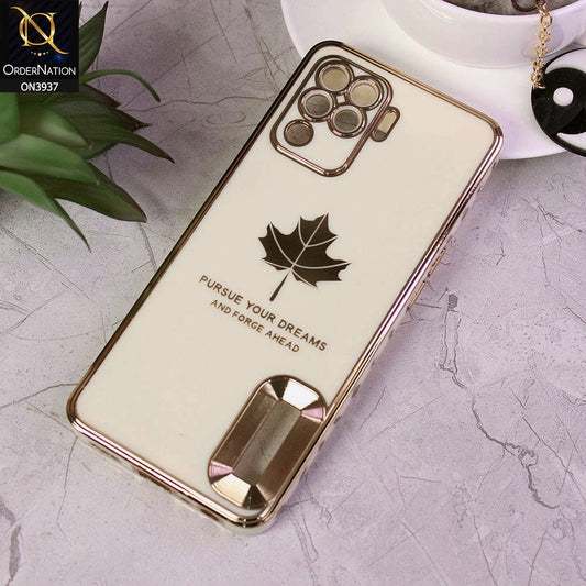 Oppo A94 Cover - Design 2 - New Electroplating Borders Maple Leaf Chrome logo Hole Camera Protective Soft Silicone Case