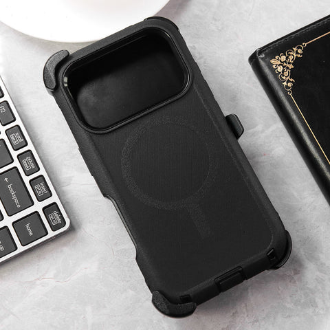 iPhone 17 Pro Max Cover - Black - New Luxurious Heavy Duty Military Standard Antimicrobial Protection Wireless Charging Compatible Multi Layer Defense  With Kickstand  And Raised Edged Protection For Camera And Screen