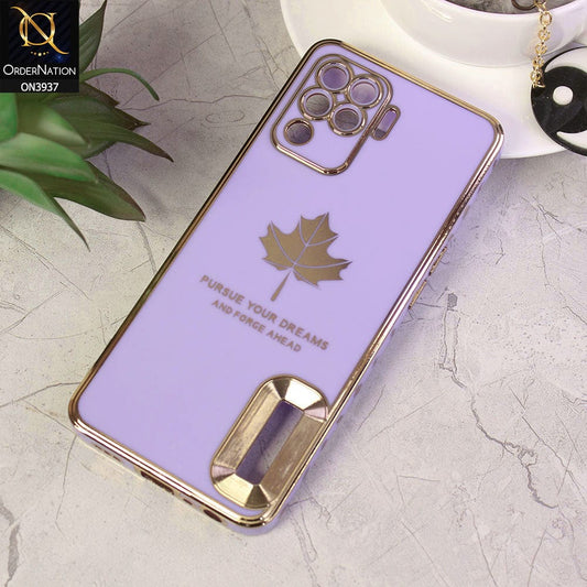 Oppo F19 Pro Cover - Design 4 - New Electroplating Borders Maple Leaf Chrome logo Hole Camera Protective Soft Silicone Case