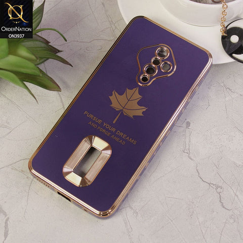 Vivo Y51 (2020 September) Cover - Design 5 - New Electroplating Borders Maple Leaf Chrome logo Hole Camera Protective Soft Silicone Case