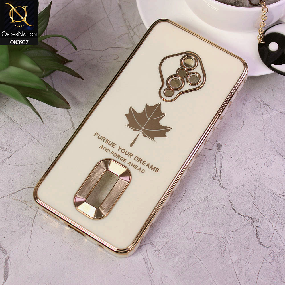 Vivo Y51 (2020 September) Cover - Design 2 - New Electroplating Borders Maple Leaf Chrome logo Hole Camera Protective Soft Silicone Case