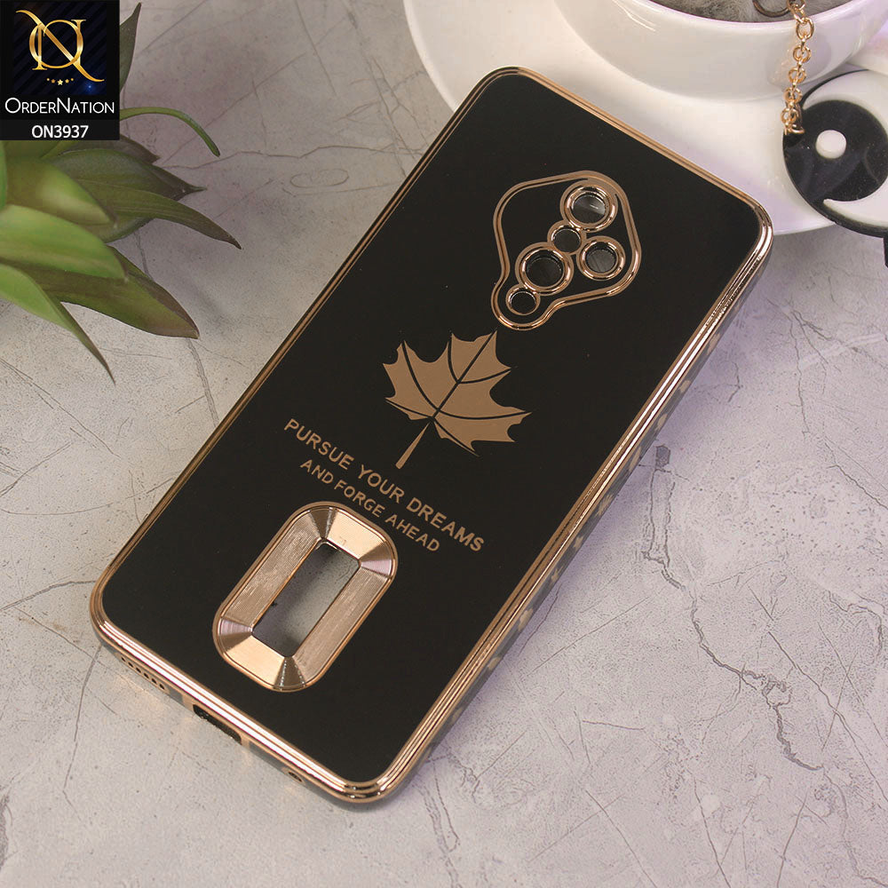 Vivo Y51 (2020 September) Cover - Design 1 - New Electroplating Borders Maple Leaf Chrome logo Hole Camera Protective Soft Silicone Case