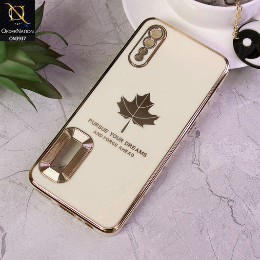 Vivo S1 Cover - Design 2 - New Electroplating Borders Maple Leaf Chrome logo Hole Camera Protective Soft Silicone Case