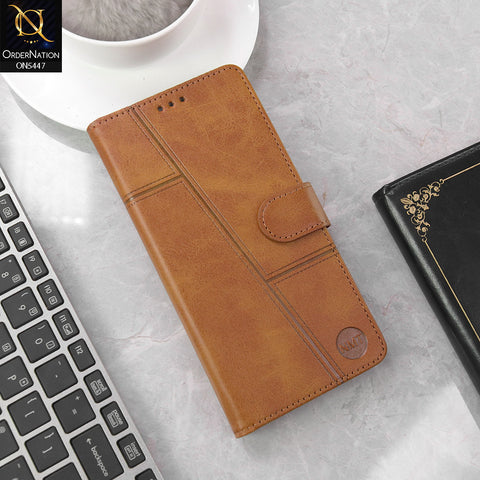 Oppo A36 Cover - Light Brown - Premium Leather Megantic Flip Book Covers With Card Holding Option