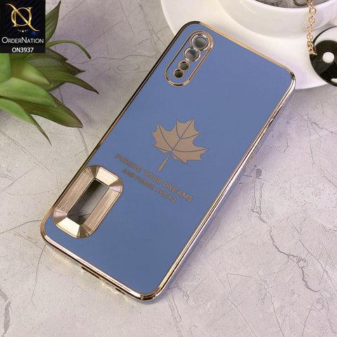 Vivo S1 Cover - Design 3 - New Electroplating Borders Maple Leaf Chrome logo Hole Camera Protective Soft Silicone Case