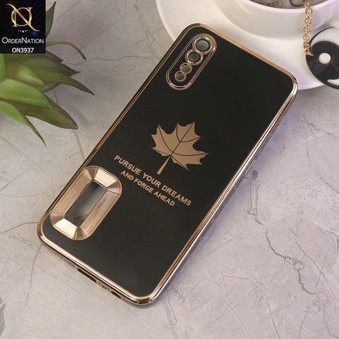 Vivo S1 Cover - Design 1 - New Electroplating Borders Maple Leaf Chrome logo Hole Camera Protective Soft Silicone Case