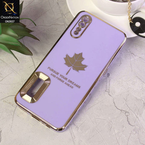 Vivo S1 Cover - Design 4 - New Electroplating Borders Maple Leaf Chrome logo Hole Camera Protective Soft Silicone Case
