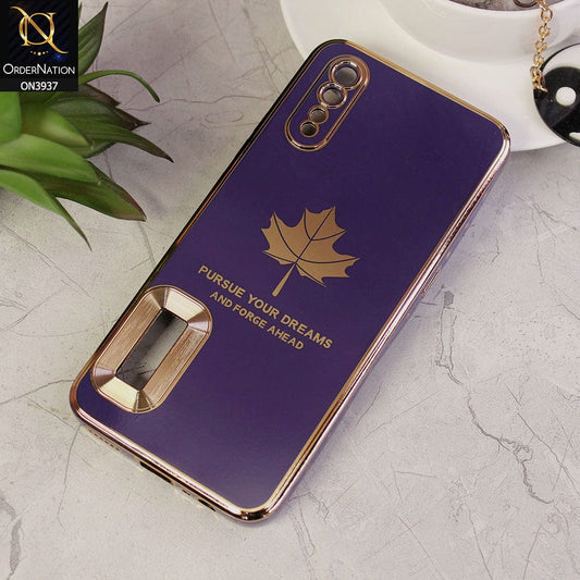 Vivo S1 Cover - Design 5 - New Electroplating Borders Maple Leaf Chrome logo Hole Camera Protective Soft Silicone Case