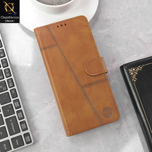 Infinix Hot 50 Cover - Light Brown - Premium Leather Megantic Flip Book Covers With Card Holding Option