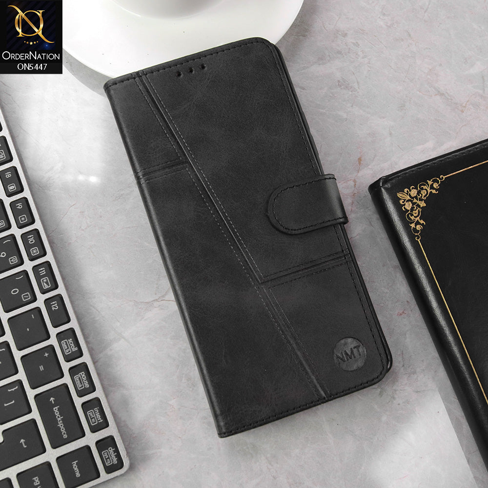 Tecno Spark 10 Pro Cover - Black - Premium Leather Megantic Flip Book Covers With Card Holding Option