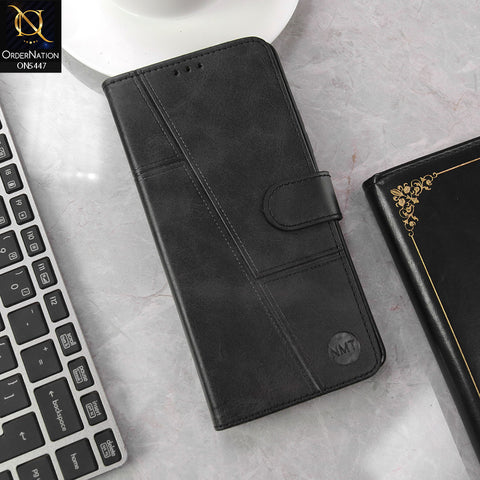 Tecno Spark 10 Pro Cover - Black - Premium Leather Megantic Flip Book Covers With Card Holding Option