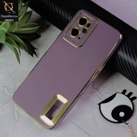 Oppo A76 Cover - Mauve - All New Electroplating Borders With Logo Hole Protective Soft Silicon Case