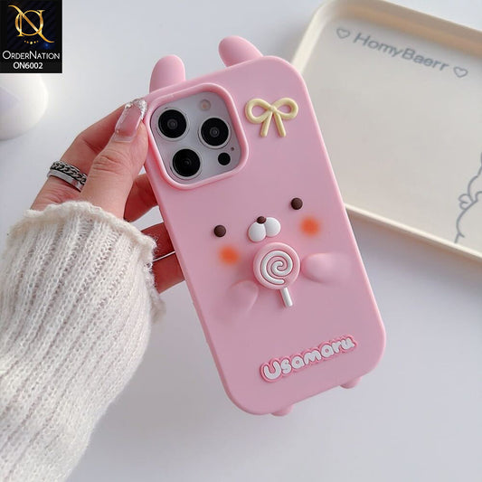 iPhone 14 Pro Max Cover - Pink - Premium Kawaii Bear Lollipop Silicone Case