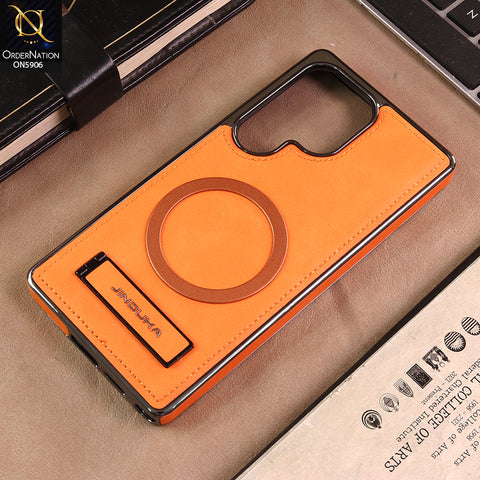 Samsung Galaxy S25 Ultra Cover - Orange - JINDUKA - New High Grade Quality Leather Textured Case with Magnetic and Kickstand