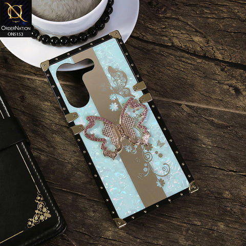 Tecno Camon 20 - Covers - Aqua - Luxury Shiny Rhinestone Butterfly Electroplated Square Trunk Soft Case