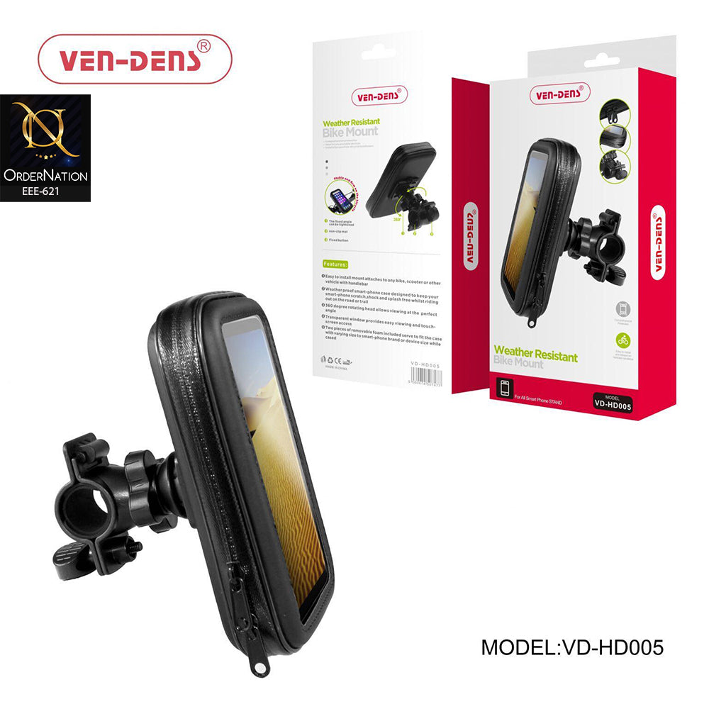 VEN-DENS VD-HD005 Weather-Resistant Bike & Motorcycle Phone Holder – 360° Rotating Mount, Touchscreen Protective Case & Secure Handlebar Grip 5.5CM Size