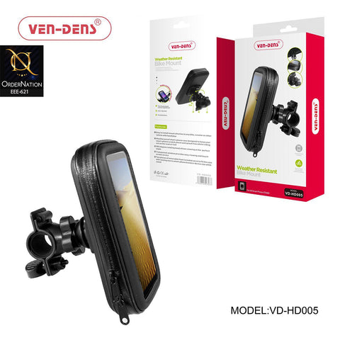 VEN-DENS VD-HD005 Weather-Resistant Bike & Motorcycle Phone Holder – 360° Rotating Mount, Touchscreen Protective Case & Secure Handlebar Grip 5.5CM Size
