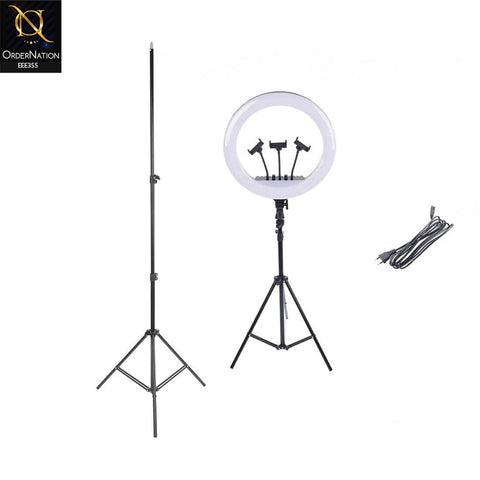 MF-40 LED Filling Lamp White – Beauty Ring Light with 3 Phone Holders for Live Streaming, Makeup, Photography & Video Recording
