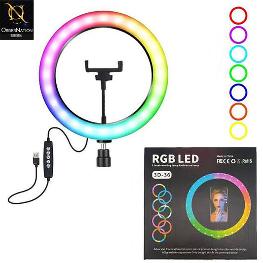 3D-36 RGB LED Soft Ring Light with Tripod Stand – Multi-Color Dimmable Fill Light for Photography, Videography, Streaming & Makeup