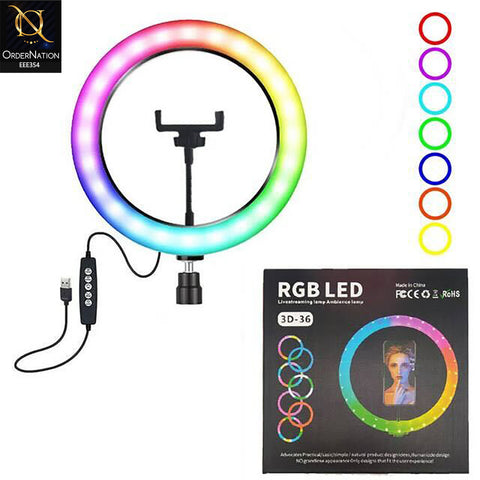3D-36 RGB LED Soft Ring Light with Tripod Stand – Multi-Color Dimmable Fill Light for Photography, Videography, Streaming & Makeup