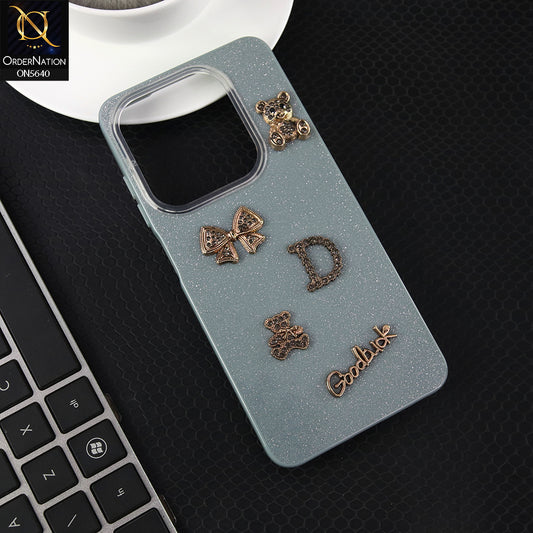 Itel P55 4G Cover - Gray - New Trendy 3D Bow And Rhinestone Glitter Case