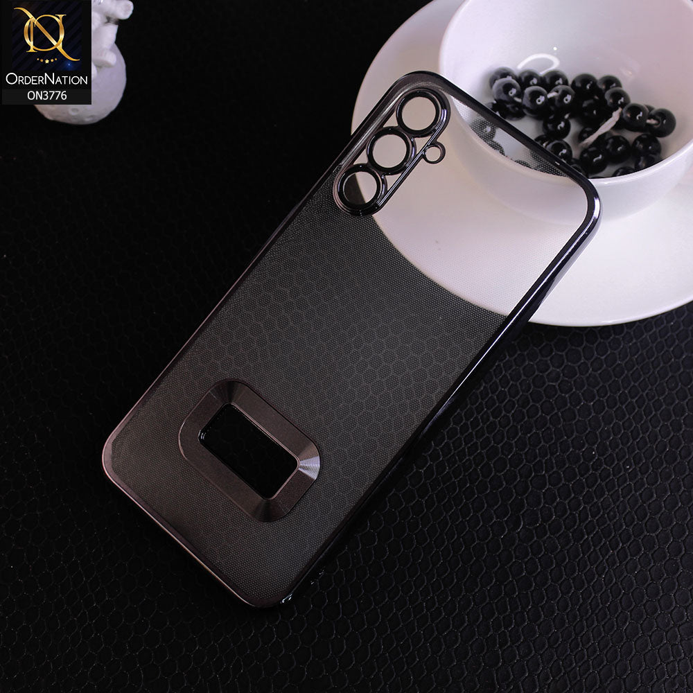 Samsung Galaxy A34 5G Cover - Black - Electroplating Borders Logo Hole Camera Lens Protection Soft Silicone Case