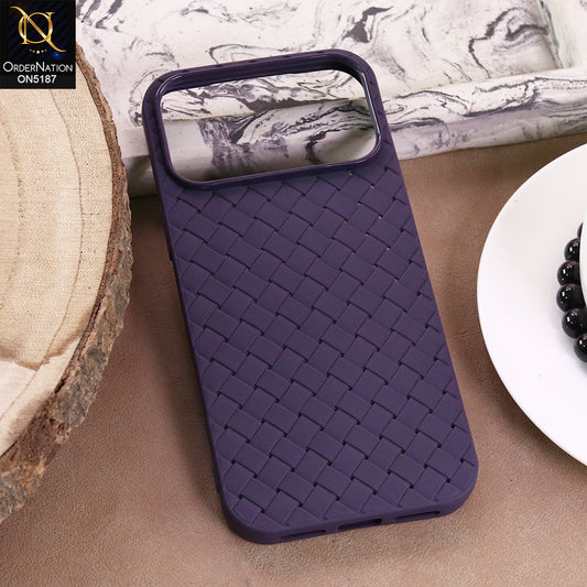 iPhone 17 Pro Max Cover - Purple - New Woven Design Leather Feel Soft TPU Case