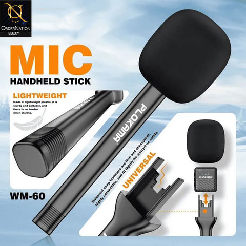 PLOKAMA WM-60 Wireless Mic ANC Noise Cancelling Handheld + Clip-On for iPhone Android Vlogging