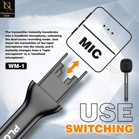 WM1 Microphone Handle – Handheld Interview Stick with Windproof Foam Cover, Universal Wireless Mic Grip Holder for Vlogging, Interviews & Live Streaming (Mic Not Included)