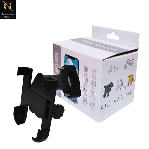 C1 Universal Phone Mount Holder for Bicycle & Motorcycle – Adjustable Mobile Phone Holder (Black) for Electric Bikes, Mountain Bikes, Scooters & All Handlebar Mounts