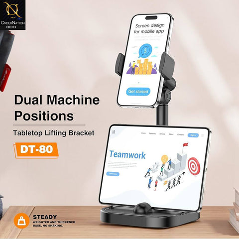 DT-80 Tabletop Phone & Tablet Holder – 360° Adjustable Rotating Stand, Hands-Free Desk Mount for Mobile & Tablet, Ideal for Live Streaming, Office, Study & Video Calls