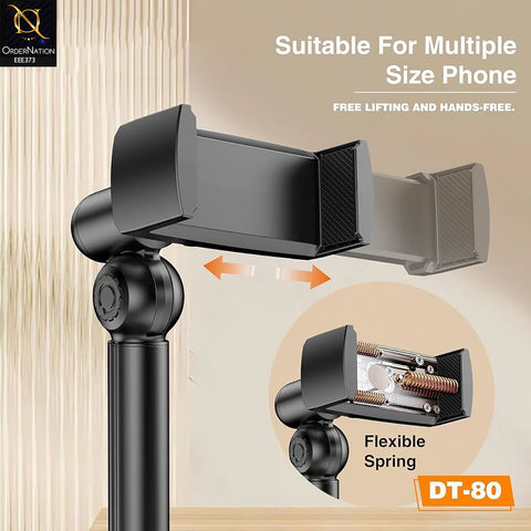 DT-80 Tabletop Phone & Tablet Holder – 360° Adjustable Rotating Stand, Hands-Free Desk Mount for Mobile & Tablet, Ideal for Live Streaming, Office, Study & Video Calls