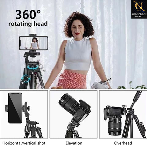 NEEPHO NP-3180 Professional DSLR Tripod Stand 7ft – Heavy Duty Aluminum Adjustable Camera Tripod with Quick Release Plate, Geared Center Column & Carry Bag for Photography & Videography