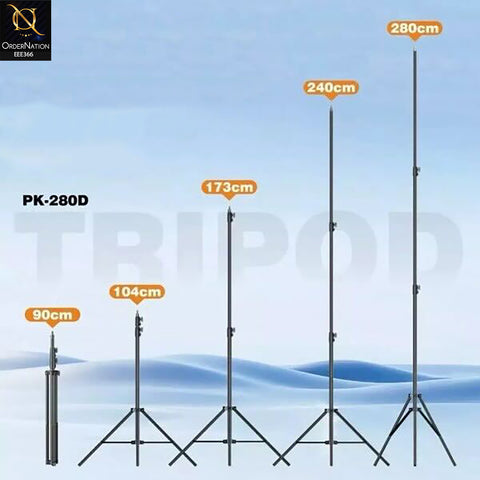 PLOKAMA PK280D Professional Light Stand Tripod 2.8m – Heavy Duty Adjustable Lighting Stand, Strong & Stable Studio Stand for Ring Light, Softbox & Photography Equipment